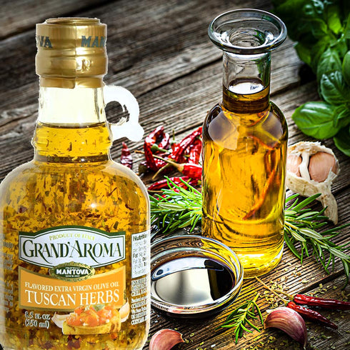 Set, 100% 8.5 oz (Pack 3) Mantova GrandAroma Flavored Extra Virgin Olive Oils, Variety Gift made in Italy