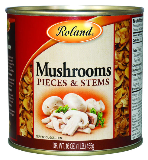Roland Foods Button Mushrooms Pieces and Stems, Specialty Imported Food, 16 Ounce