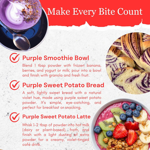 12 Oz, Byait Purple Sweet Potato Powder No Additives, Natural Purple Food Coloring Powder for Baking, Smoothies