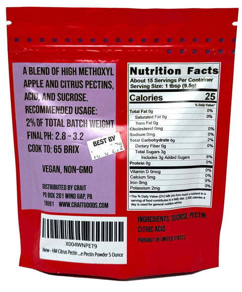 Set) 5 oz Fruit Pectin Powder (HM Rapid Citrus & Apple Derived Pectin for Jams, & Jellies