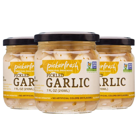 Pickerfresh Pickled Garlic - Gourmet Garlic Cloves - Simple Ingredients - Non-GMO,