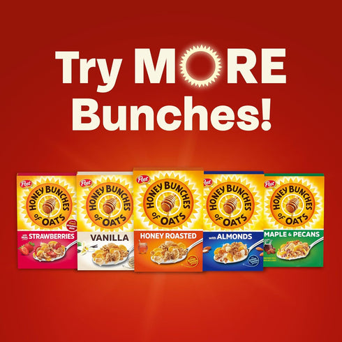 12 oz Honey Bunches of Oats Cinnamon Cereal, Breakfast Cereal with Oats and Granola Clusters, Box