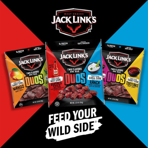 8g 100% (8 Pack) 2.85 oz Jack Link's DUOs Frank's RedHot Buffalo Style and Ranch Chicken Bites - Ready to Eat Real Meat