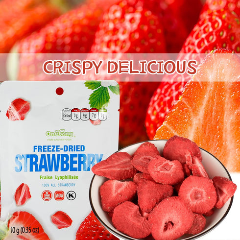 10 Pack Pack, 0.35 ONETANG Freeze-Dried Fruit Strawberry, Single-Serve Non GMO, Kosher, No Add Sugar, Gluten free