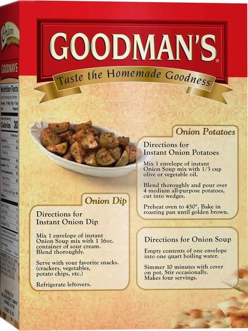 Goodman's 2.75 oz. Pack 6. Onion Soup & Dip Mix Kosher For Passover