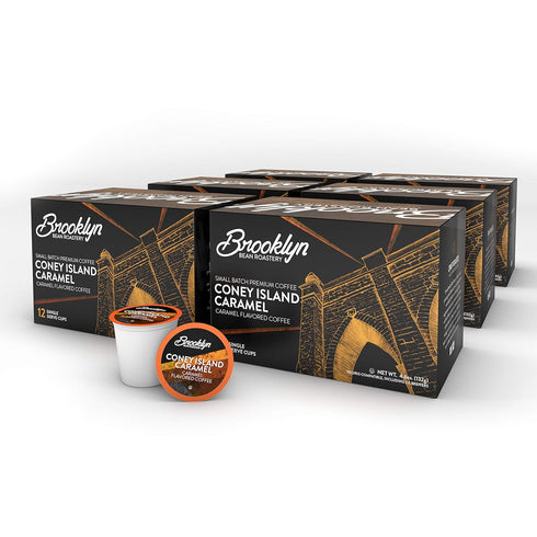 Brooklyn Beans Coney Island Caramel Gourmet Coffee Pods, Compatible with 2.0 Keurig