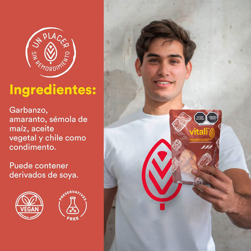 Maria Bonita 30gr 30 (4 PACK) Chicharron de garbanzo y amaranto con chile /Chicharron of chickpea and amaranth