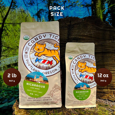 100% 2 lb Whole Bean Coffee - Organic - Low Acid - Light Roast - Single Origin - Arabica - Nicaraguan Coffee Beans