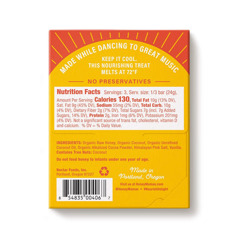 2.5 OZ HONEY MAMAS Coconut Fudge Cocoa Truffle Bar