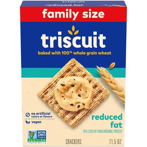 Triscuit Reduced Fat Whole Grain Wheat Crackers, Vegan Crackers, Vegan Snacks, Lunch