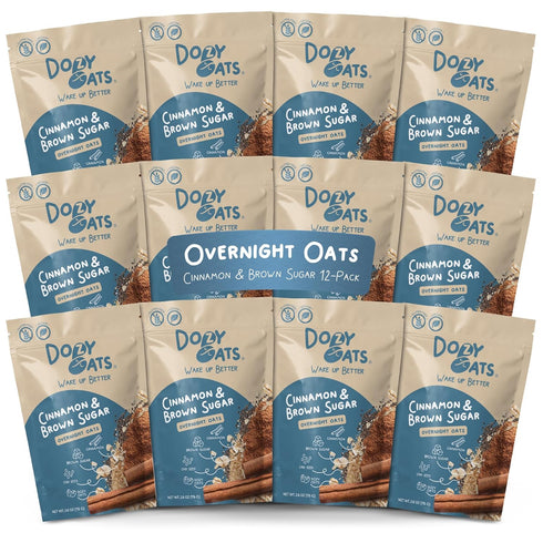 Dozy Oats Overnight Oatmeal Packets, Cinnamon and Brown Sugar Multipack with Rolled