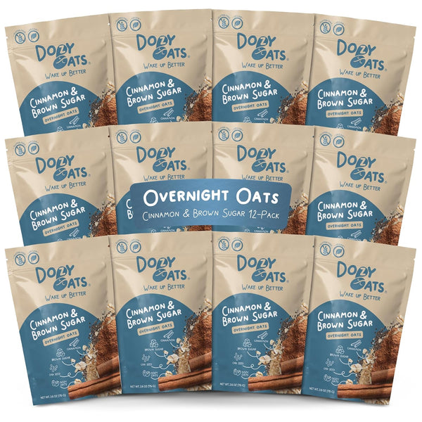 Dozy Oats Overnight Oatmeal Packets, Cinnamon and Brown Sugar Multipack with Rolled