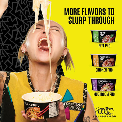 2.1 oz (6 Pack) Snapdragon Laksa Curry Instant Noodle Bowls | Coconut Curry Flavor with Rice Noodles | Gluten-Free | No