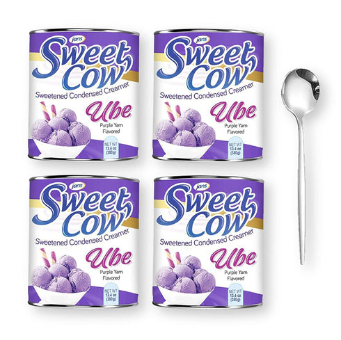 Sweet Cow Ube Purple Yam Sweetened Condensed Milk Creamer by Jans 13.4 Oz 4-Pack