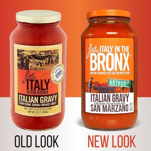 24 Oz (3-Pack) Little Italy Bronx Italian Gravy Sauce - Marinara Sauce, Pasta Sauce, Tomato Sauce, Low Carb Spaghetti