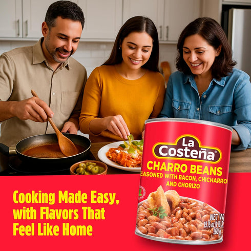 19.75oz, 6 Pack La Costea Charro Beans - Ready-to-Eat Canned Pinto Beans with Chorizo, Bacon & Chicharrones - Mexican