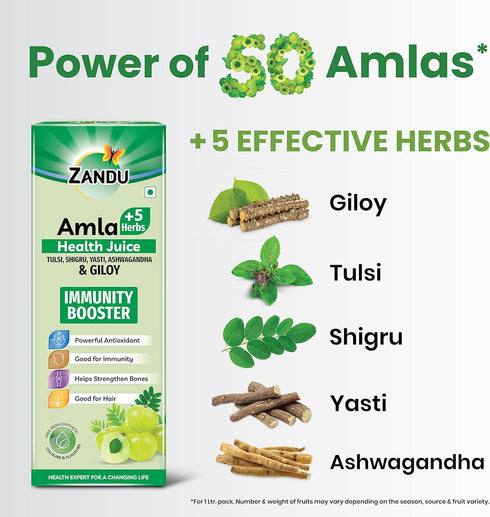 Zandu Amla 33.81 Oz (1Litre) Pure Juice | Source of Natural Vitamin C | Traditional Indian Gooseberry Beverage | Pure