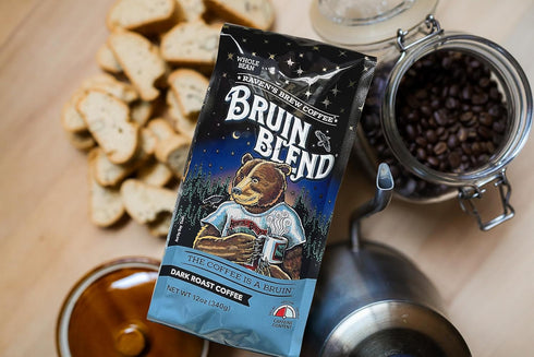 2-pack 12oz Ravens Brew Coffee Full Bodied Coffee Full City Roast Whole Bean Bruin Blend