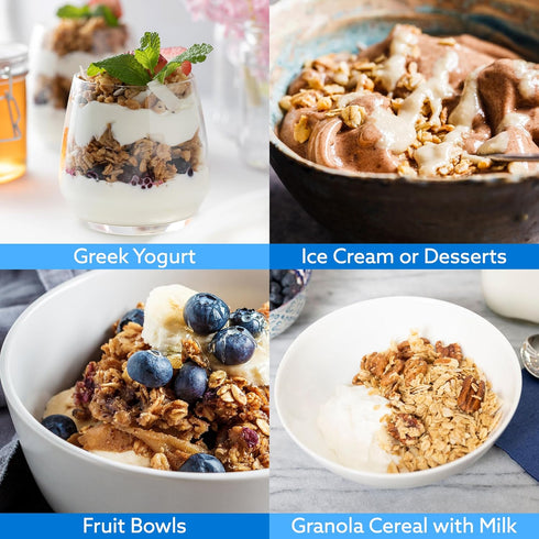 100% 10oz (3-Pack) Greek Goddess Gourmet Harvest Granola with Pecans, Almonds, Coconut & Maple Syrup, Whole Grain Oats
