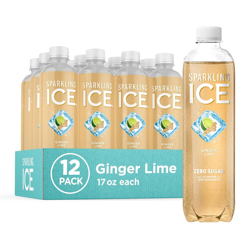 Sparkling Ice, Ginger Lime Sparkling Water, Zero Sugar Flavored Water, with Vitamins