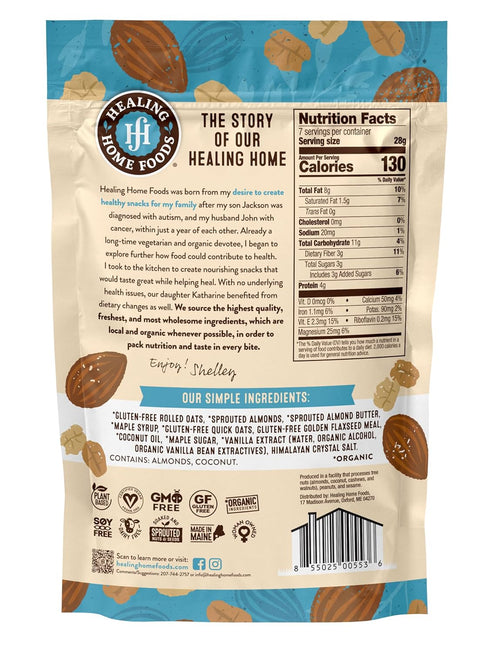 Healing Home Foods 7oz (1Pack) Almond Butter Chunk Protein Granola Cereal, Gluten Free, High Protein, Low Sugar Healthy