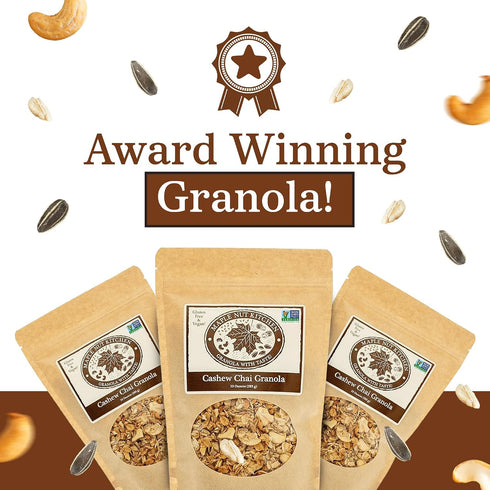 3 Pack Maple Nut Kitchen Gluten Free Chai Granola with Cashews Certified Gluten Free Oats, Shredded Coconut, Sunflower