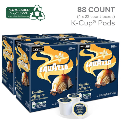 88-Count (4 Packs 22) Lavazza Vanilla Affogato Coffee, Single Serve Keurig K-Cup Pods, Flavored Coffee, Box