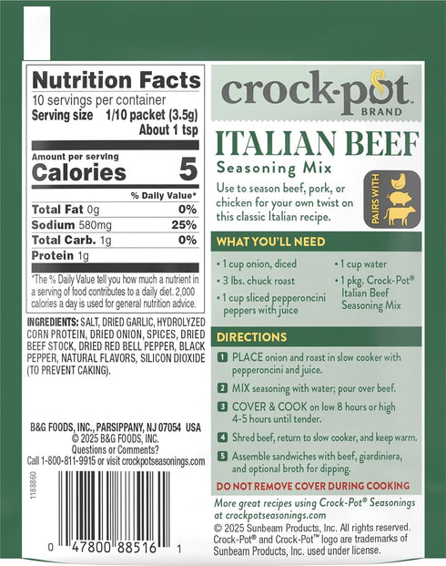 1.25 Crock-Pot Italian Beef Seasoning Mix, Ounce