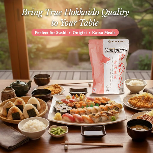 East and Else 2.2 LB (1 100% Premium Japanese Sushi Rice, Yumepirika Short Grain, KG) Grown in Hokkaido, Product