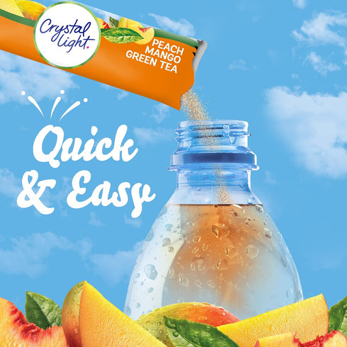 10-Packet (Pack 12) Crystal Light On The Go Peach Mango Green Tea Drink Mix, Box