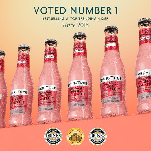 6.8 oz Pack 24 Fever-Tree Sparkling Pink Grapefruit Premium Soda Mixer for Cocktails and Mocktails, fl Bottles