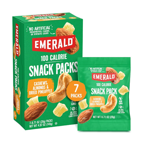 Emerald Nuts Cashews and Almonds with Dried Pineapple 7 Ct (1-Pack), 100-Calorie