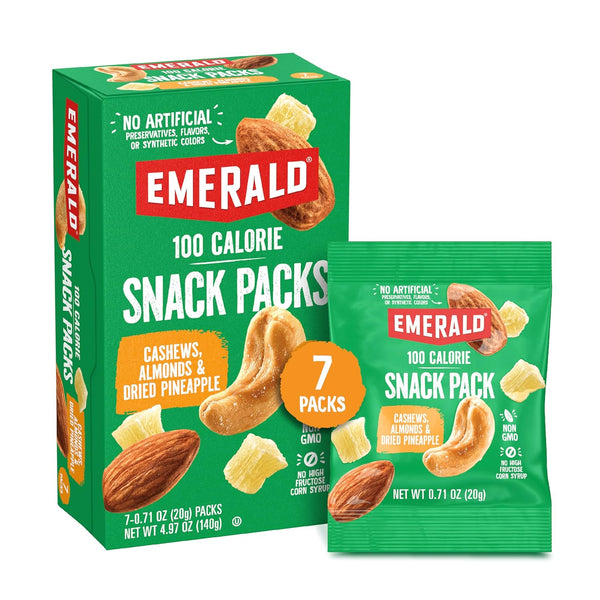 Emerald Nuts Cashews and Almonds with Dried Pineapple 7 Ct (1-Pack), 100-Calorie
