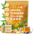 FreshDrinkUS, Premium 210 Ginger Turmeric Tea Bags, 100% Natural Ingredients, Hand-made Blend