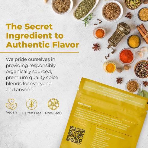 moji masala Indian Spice Kits – Dahl Masala Spice Blend – Vegan Seasoning Set for Authentic Indian Food at Home –