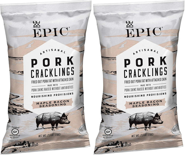 Epic Maple Bacon Pork Cracklings, Keto Friendly, Paleo Friendly, 2.5 oz (Pack