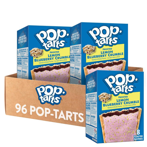 Pop-Tarts Toaster Pastries, Breakfast Foods, Kids Snacks, Frosted Lemon Blueberry Crumble (96