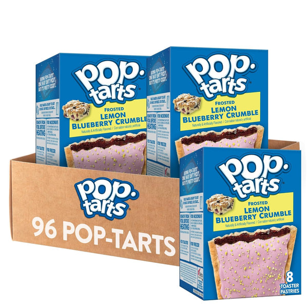 Pop-Tarts Toaster Pastries, Breakfast Foods, Kids Snacks, Frosted Lemon Blueberry Crumble (96