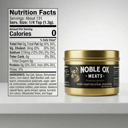 6 oz (170g) Pack) Noble Ox Hand-Crafted Meats Seasoning for Steak, Chicken, and Veggies Aromatic Herb & Spice Blend