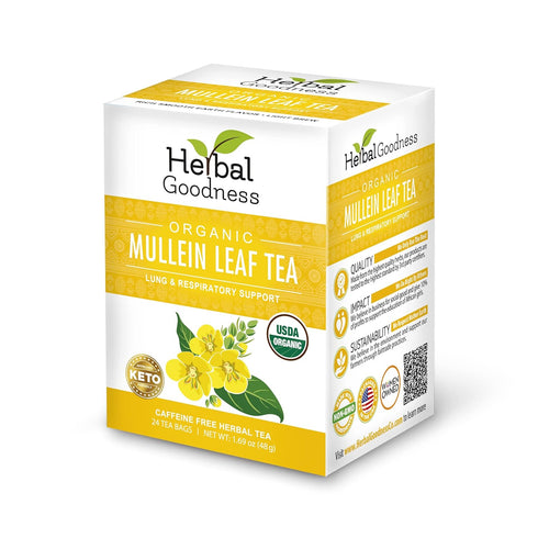 Mullein Leaf Tea - Organic Mullein Tea Bags For Lungs, Respiratory Health,