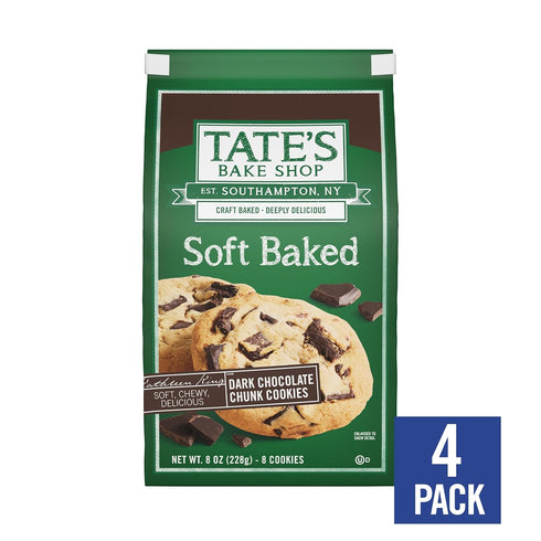 4-8 oz Tate's Bake Shop Soft Baked Cookies, Dark Chocolate Chunk, Bags
