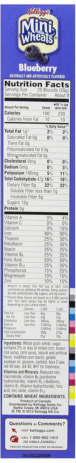 15.5-ounce (Pack 4) Kellogg's Frosted Mini Wheats Bite Size Blueberry Muffin
