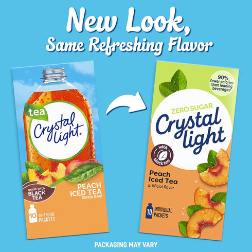 120 Packets, 0.07 oz Crystal Light Drink Mix, for Convenient On-the-Go Flavorful Hydration, Artificially Flavored Peach