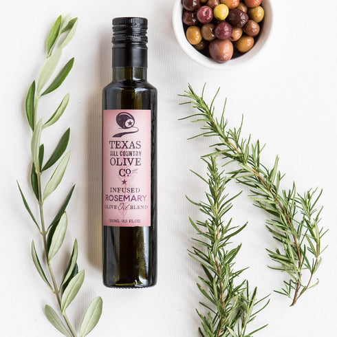 Country (16.9 oz, 2 Pack) Texas Hill Olive Co Rosemary Infused Olive Oil - Cold Pressed Gourmet EVOO Olive Oil - Great