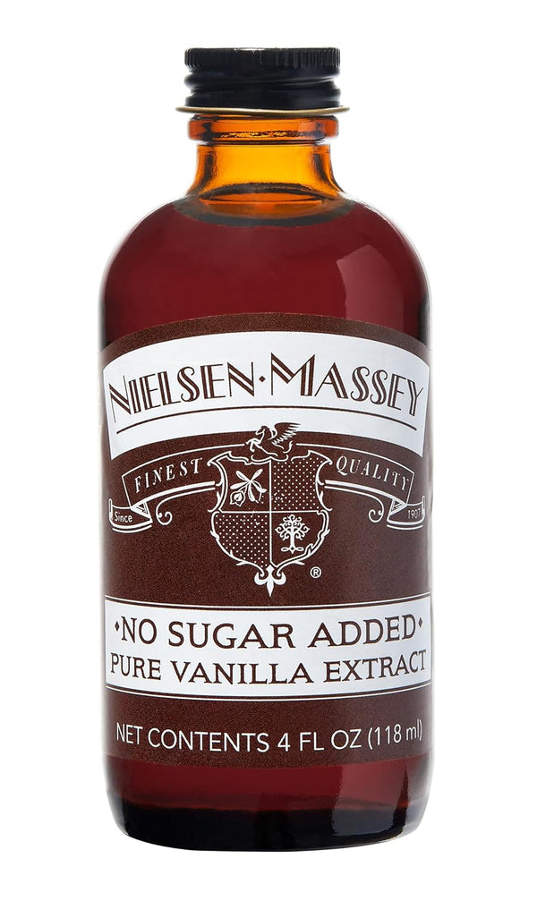 Nielsen-Massey No Sugar Added Pure Vanilla Extract - 4 Ounce Bottle for Baking and Cooking