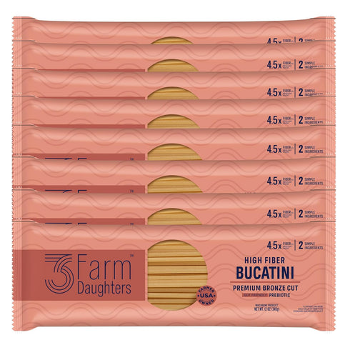 Three Farm Daughters High Fiber Pasta Bucatini Pack, Irresistible, Low GI, Non