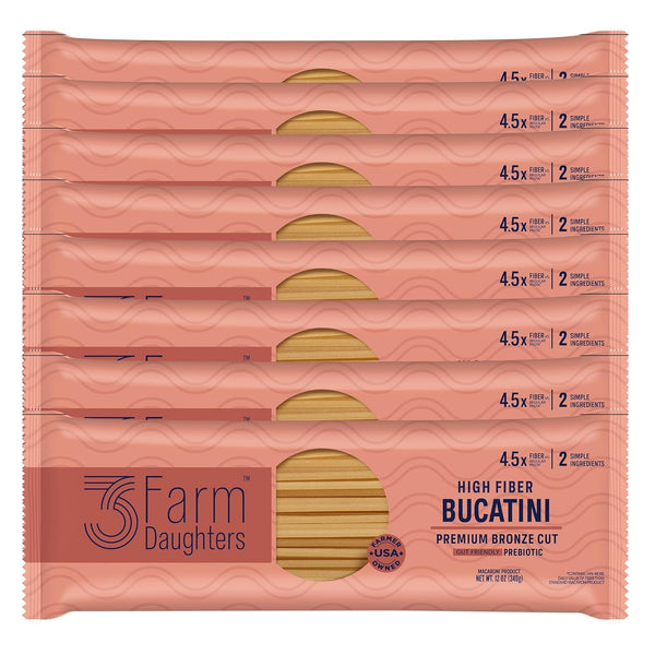 Three Farm Daughters High Fiber Pasta Bucatini Pack, Irresistible, Low GI, Non