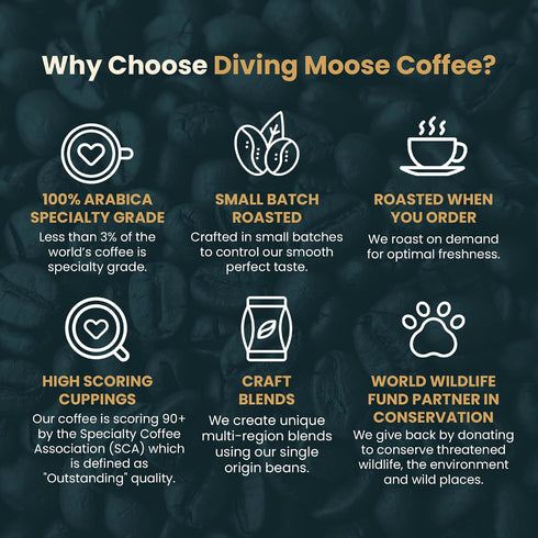(32oz 2 LB) Diving Moose Coffee - The Fennec Fox Blend Medium Roast / - Nutty Cocoa Specialty Grade Small-Batch Roasted