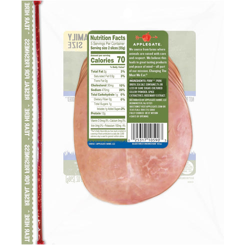 Applegate 10.5oz , Natural Uncured Black Forest Ham Family Size