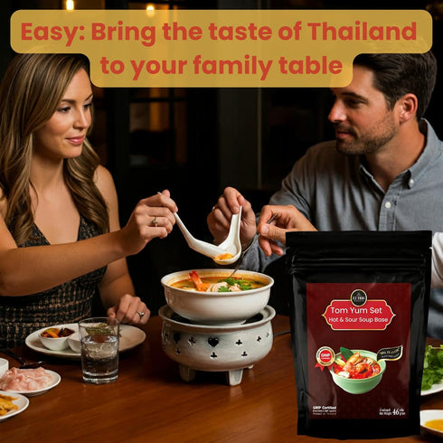 2 Packs (1.6oz x2) EZ THAI Premium Tom Yum Soup Mix - Authentic Hot & Sour Soup Base Kit with Dried Herbs & Chili Paste